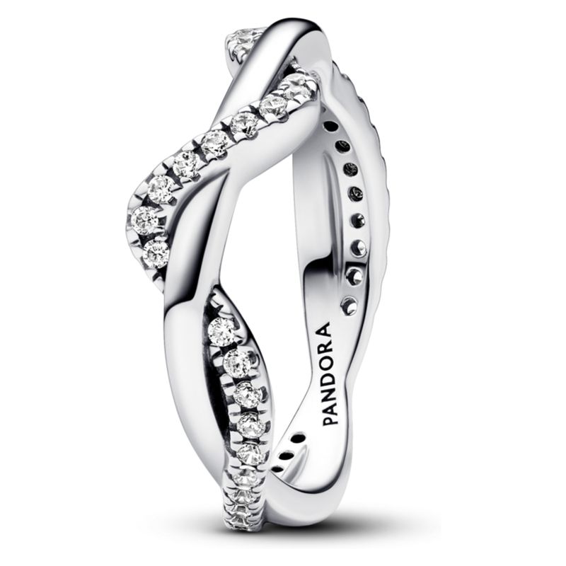 PANDORA - Anillo Ola Brillante Entrelazada Mujer Pandora