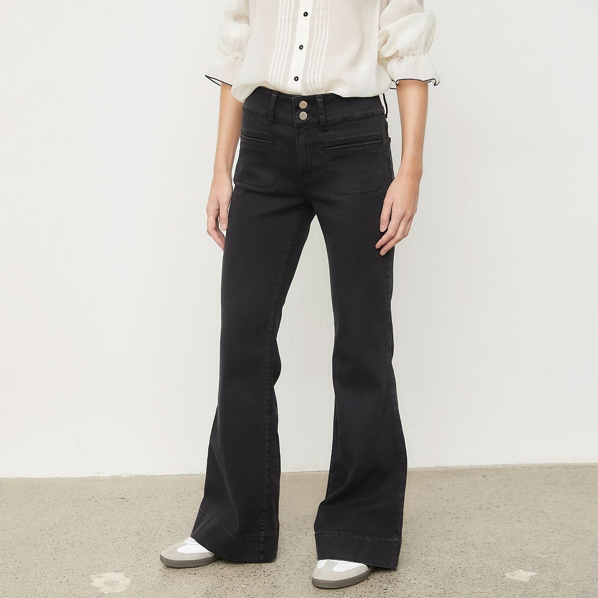 BASEMENT - Jeans Flare Tiro Alto Algodón Mujer Basement