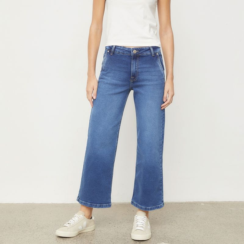 BASEMENT - Jeans Culotte Tiro Alto Algodón Mujer Basement