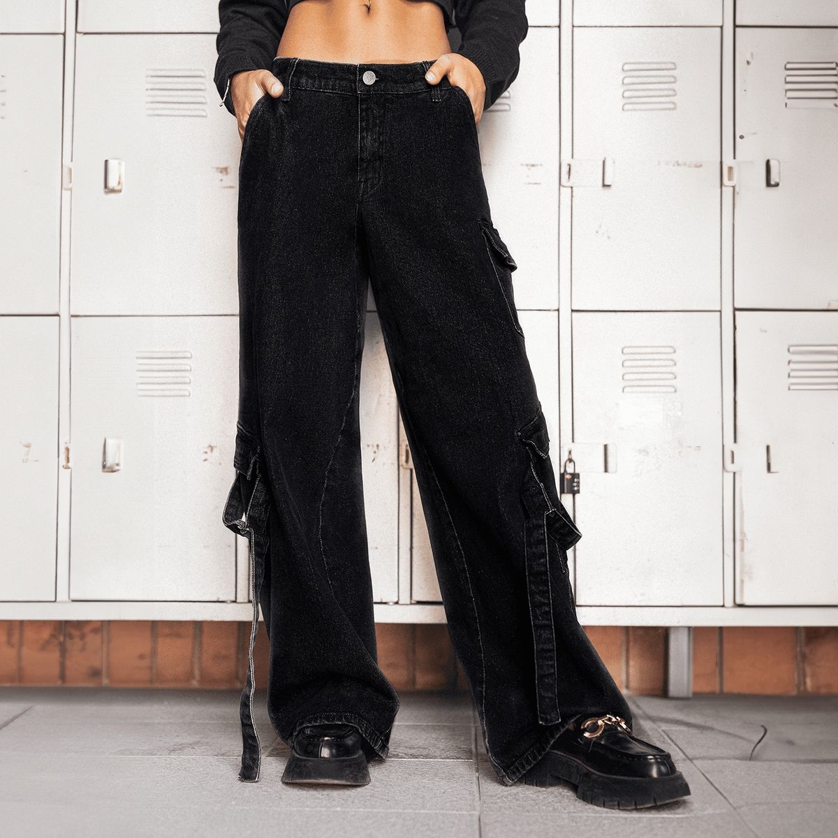 RAINDOOR - Jeans Cargo Tiro Medio Mujer Raindoor