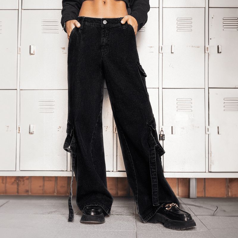 RAINDOOR - Jeans Cargo Tiro Medio Mujer Raindoor