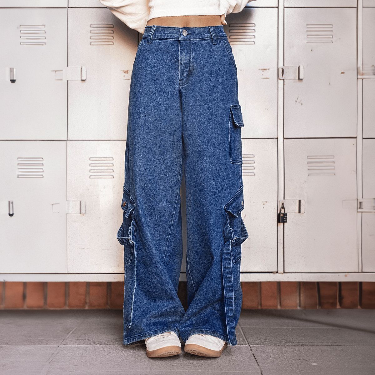 RAINDOOR - Jeans Cargo Tiro Medio Mujer Raindoor