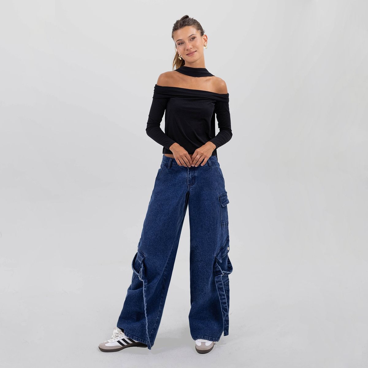 RAINDOOR - Jeans Cargo Tiro Medio Mujer Raindoor