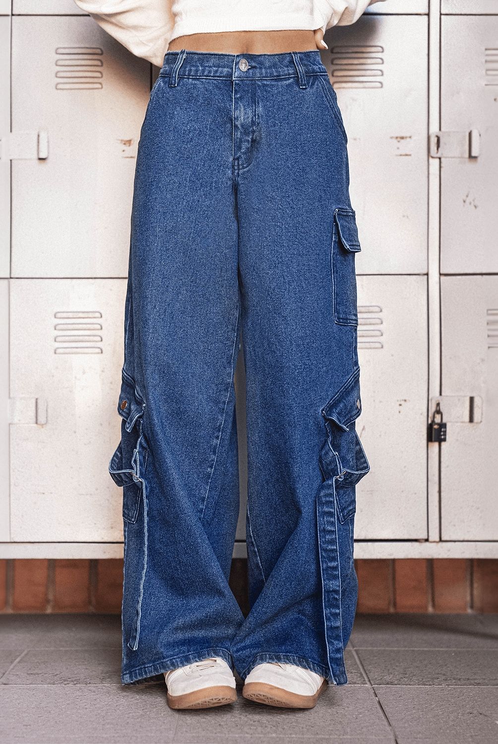 RAINDOOR - Jeans Cargo Tiro Medio Mujer Raindoor