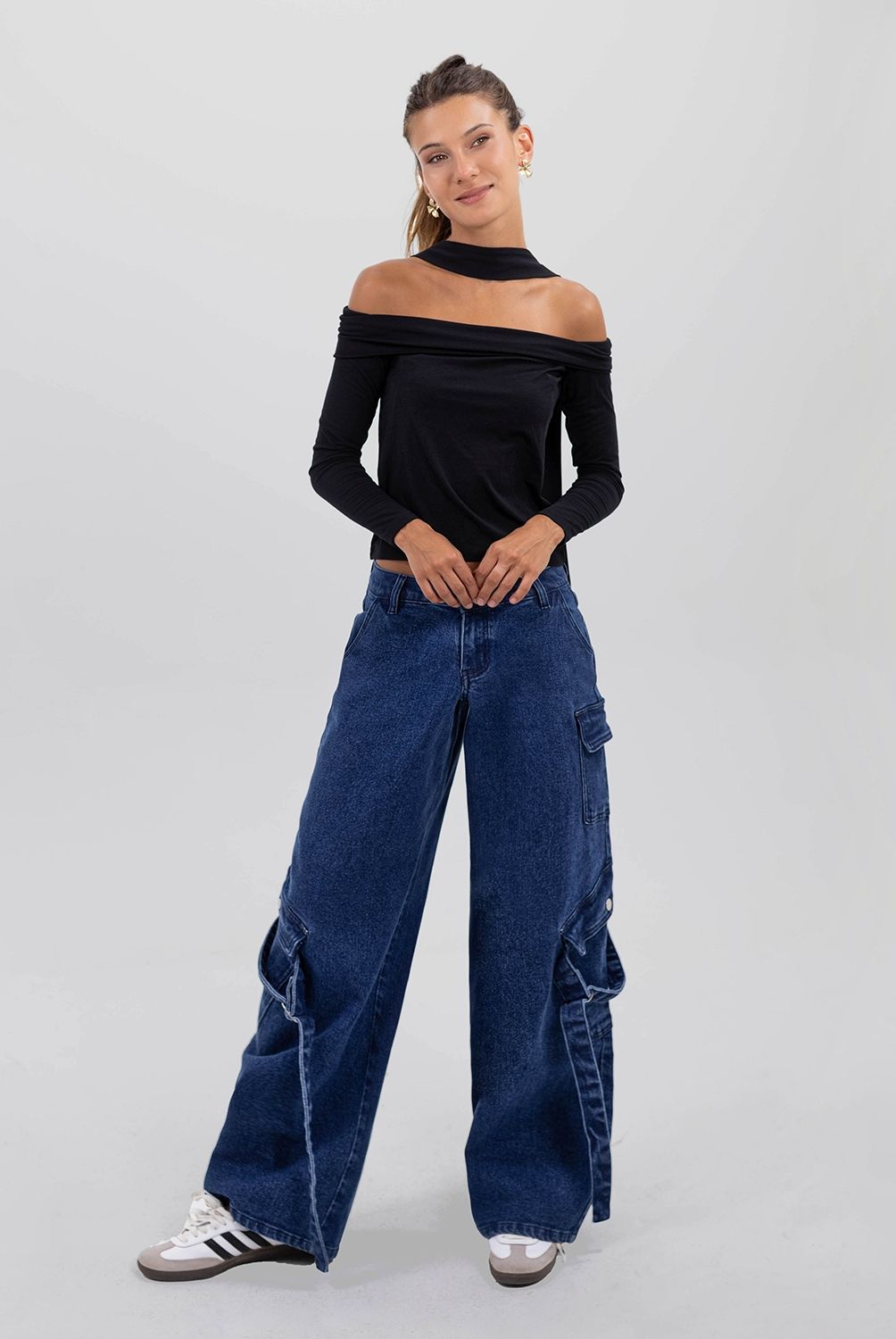 RAINDOOR - Jeans Cargo Tiro Medio Mujer Raindoor