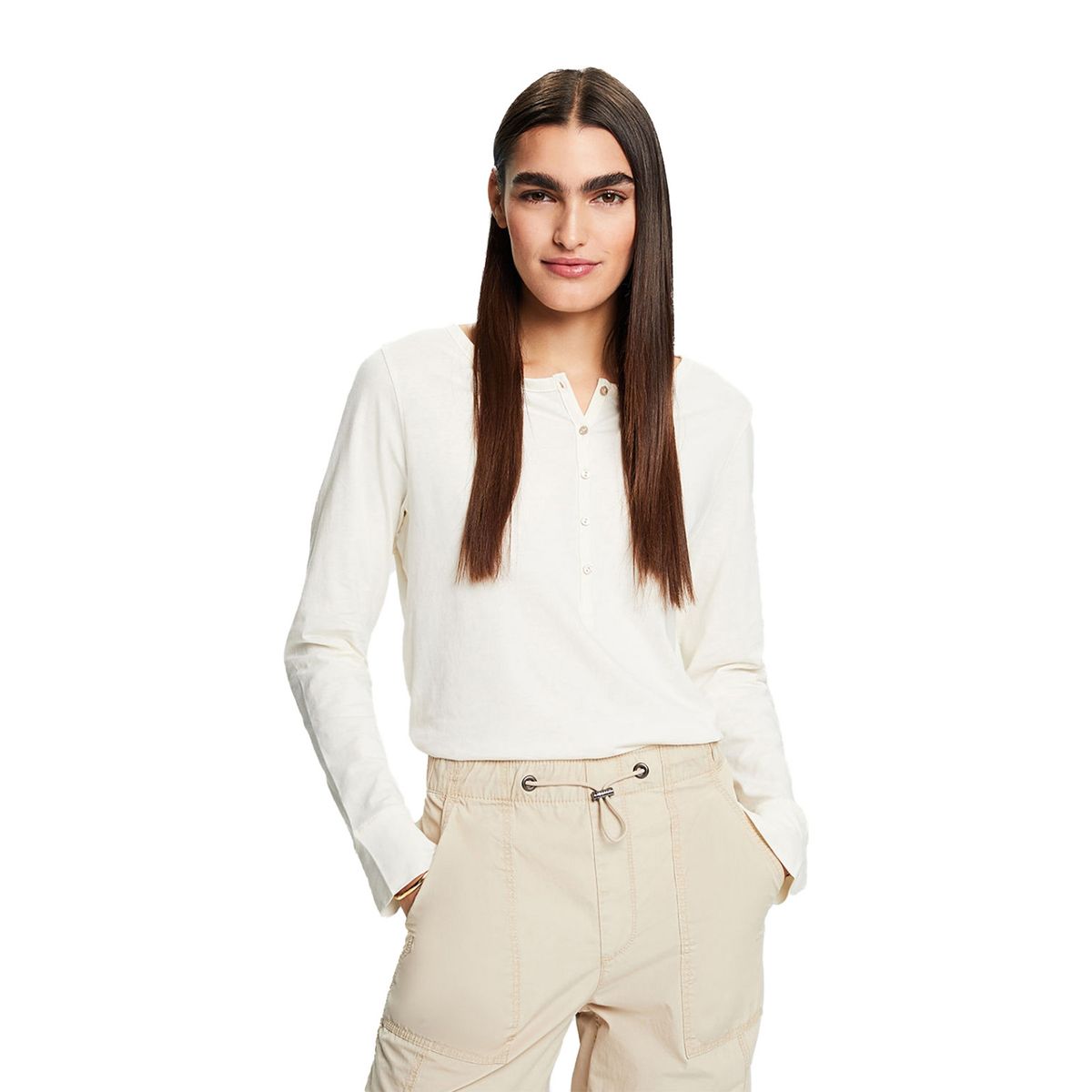 ESPRIT - Polera Manga Larga Algodón Mujer Esprit