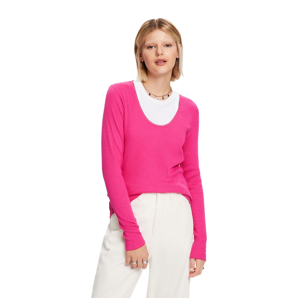 ESPRIT - Polera Manga Larga Algodón Mujer Esprit