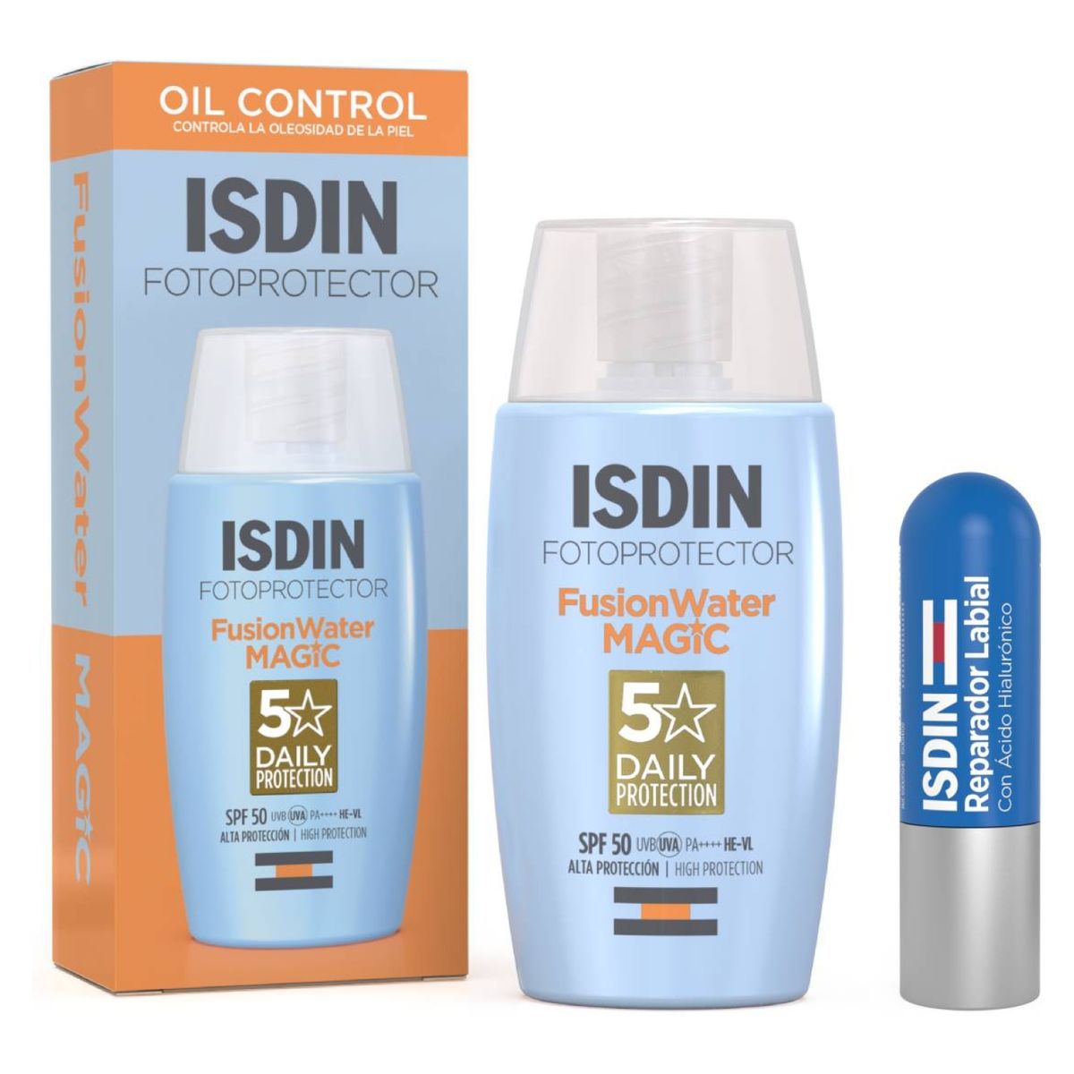 ISDIN - Set Fotoprotector Rostro Fusion Water Magic + Labial Isdin