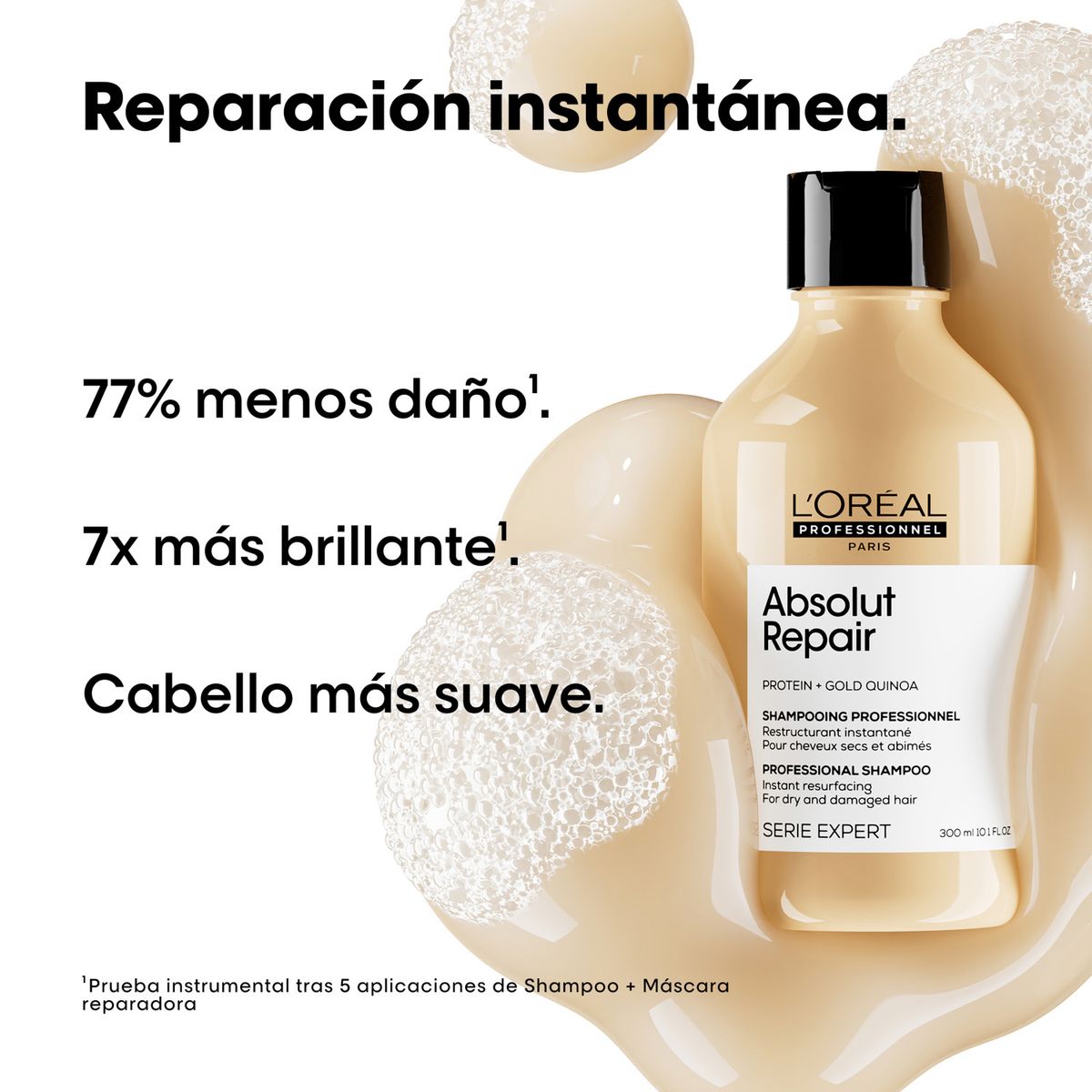 LOREAL PROFESSIONNEL - Set Absolut Repair Reparación y Nutrición Cabello Dañado y Seco Shampoo 500ml + Máscara 500ml Loreal Professionel