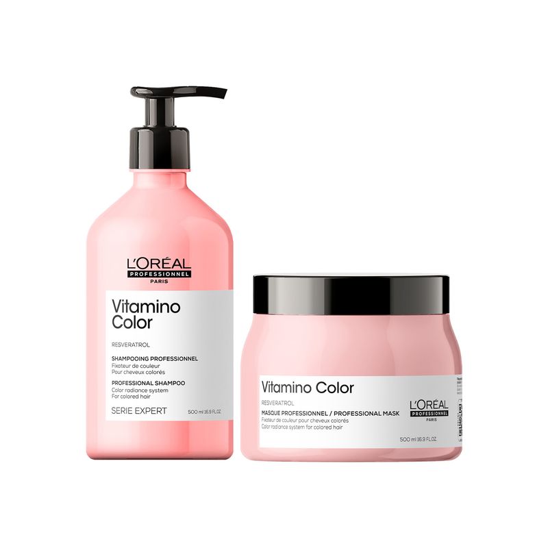 LOREAL PROFESSIONNEL - Set Vitamino Color para Color Duradero Shampoo 500ml + Máscara 500ml Loreal Professionel