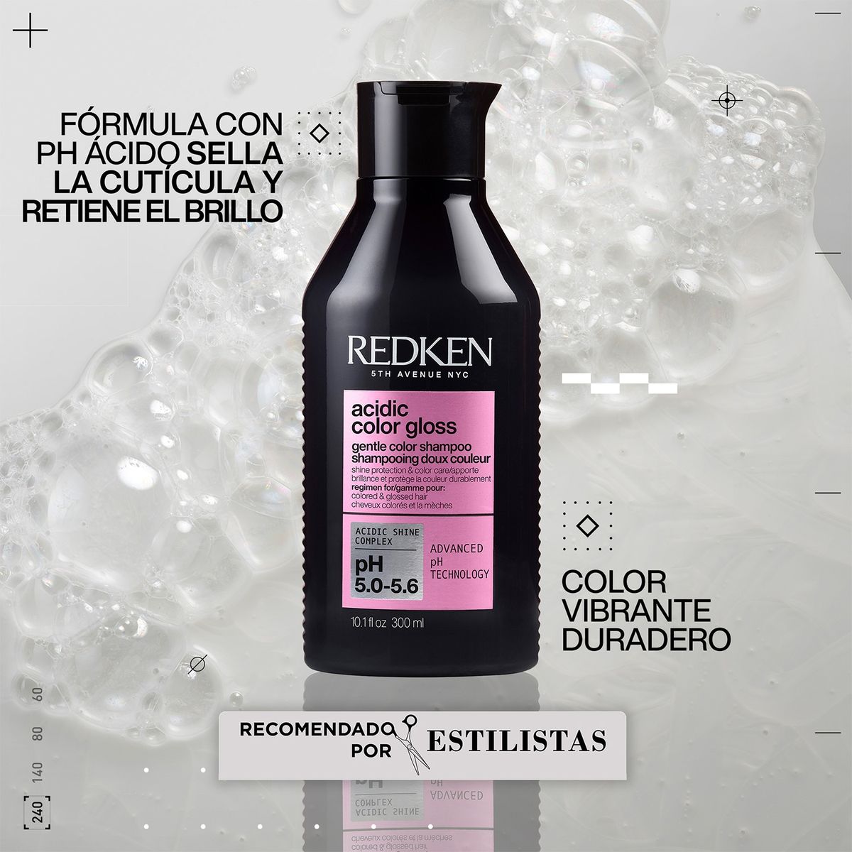 REDKEN - Shampoo Sin Sulfatos Brillo Intenso Cabello Con Color Acidic Gloss 300 Ml Redken
