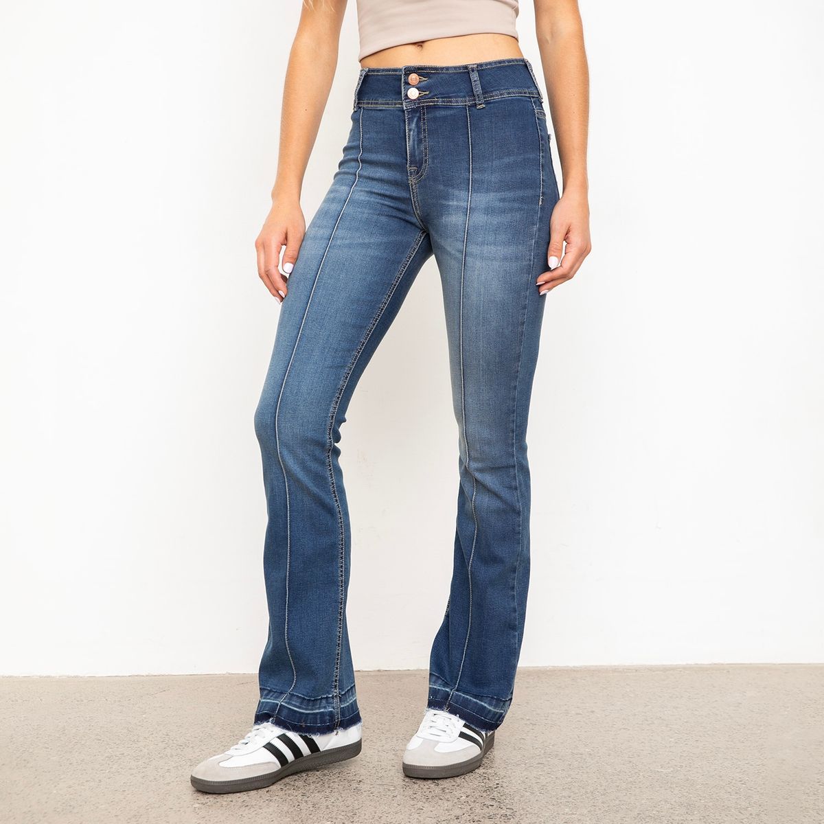 SYBILLA - Jeans Flare Tiro Alto Algodón Mujer Sybilla