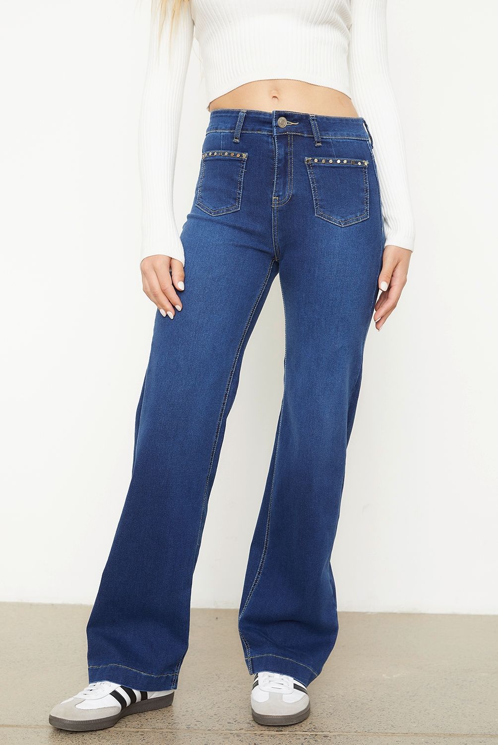 SYBILLA - Jeans Wide Leg Tiro Alto Algodón Mujer Sybilla