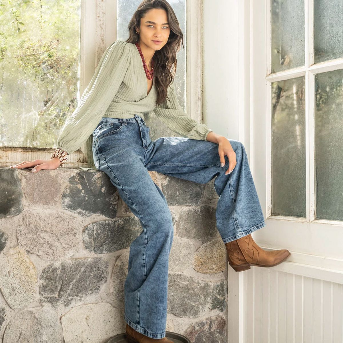 LOLITA LPK - Jeans Wide Leg Tiro Alto Josefa Azul Mujer Lolita LPK