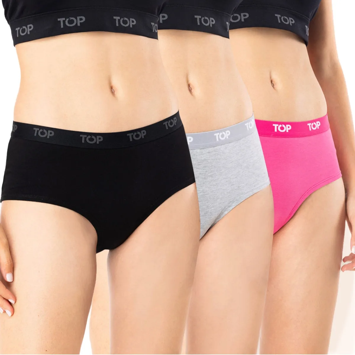 TOP - Pack 3 Calzones Pantaleta Mujer Cintura Elástica