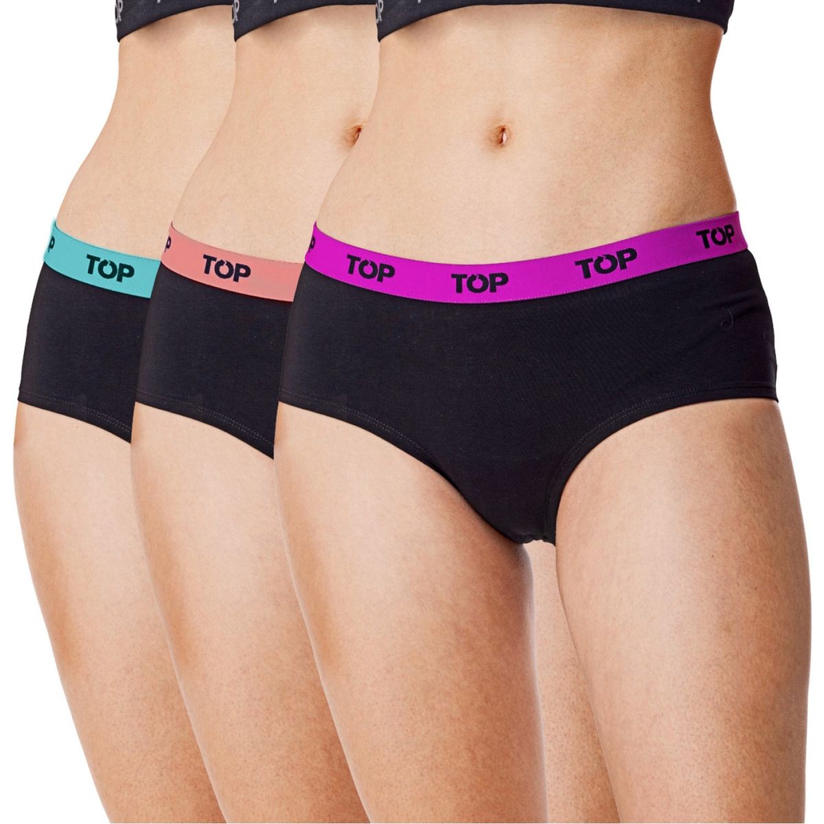 TOP - Pack 3 Calzones Pantaleta Mujer Cintura Elástica
