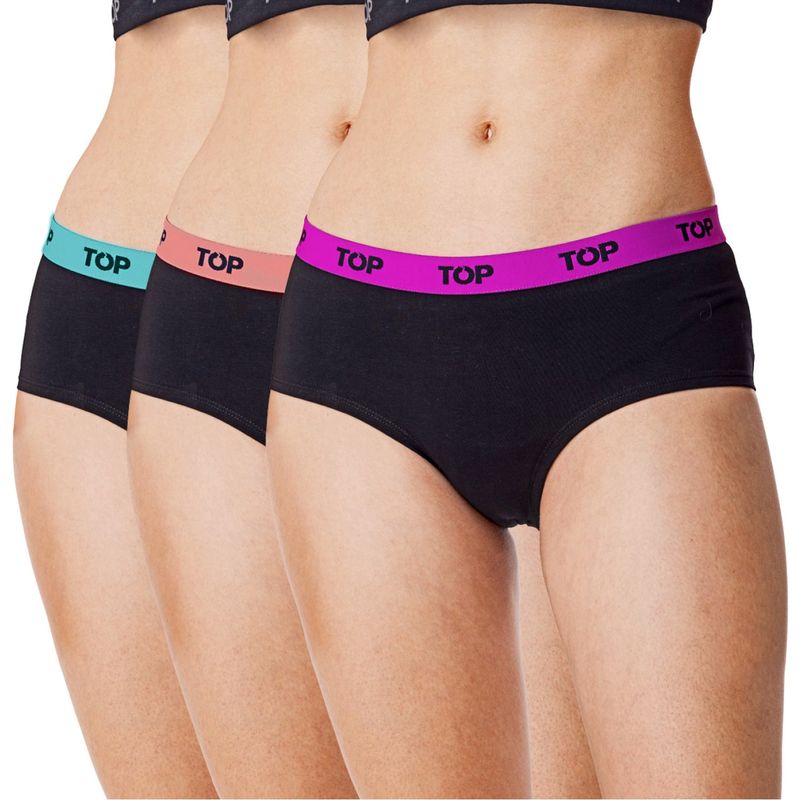 TOP - Pack 3 Calzones Pantaleta Mujer Cintura Elástica