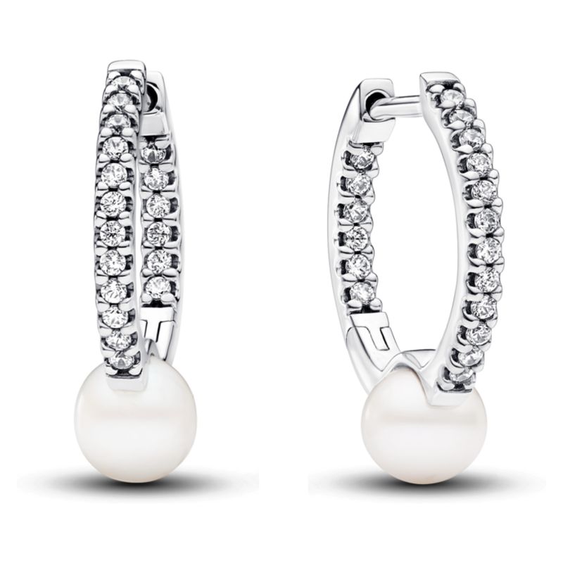 PANDORA - Aros Perla Cultivada Y Pave Mujer Pandora