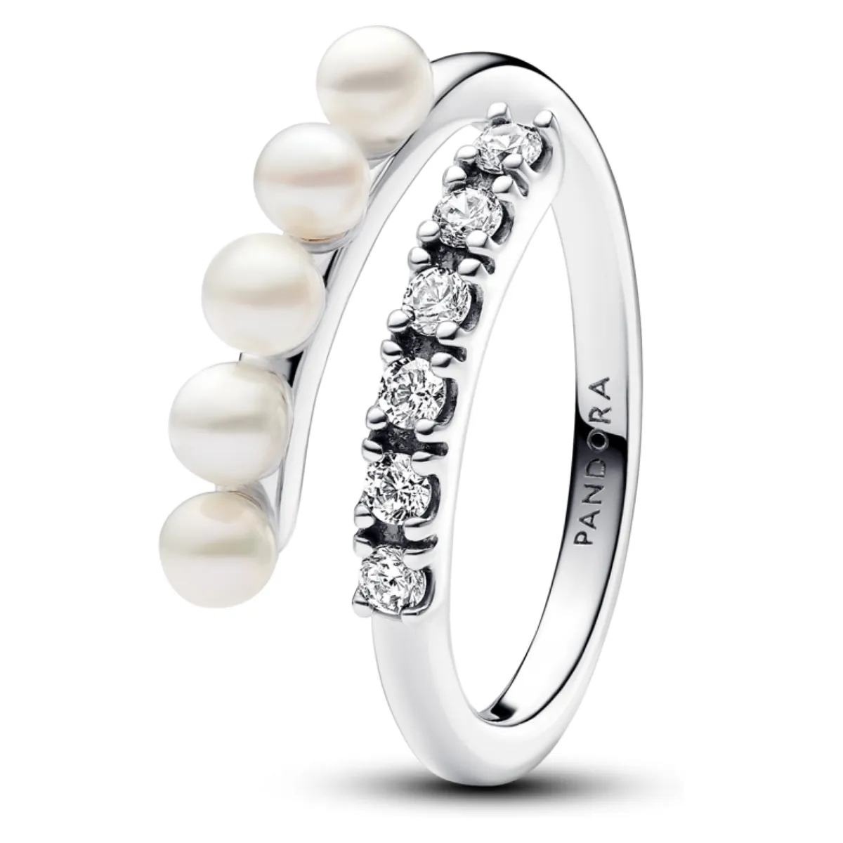 PANDORA - Anillo Abierto De Perlas Y Pave Mujer Pandora