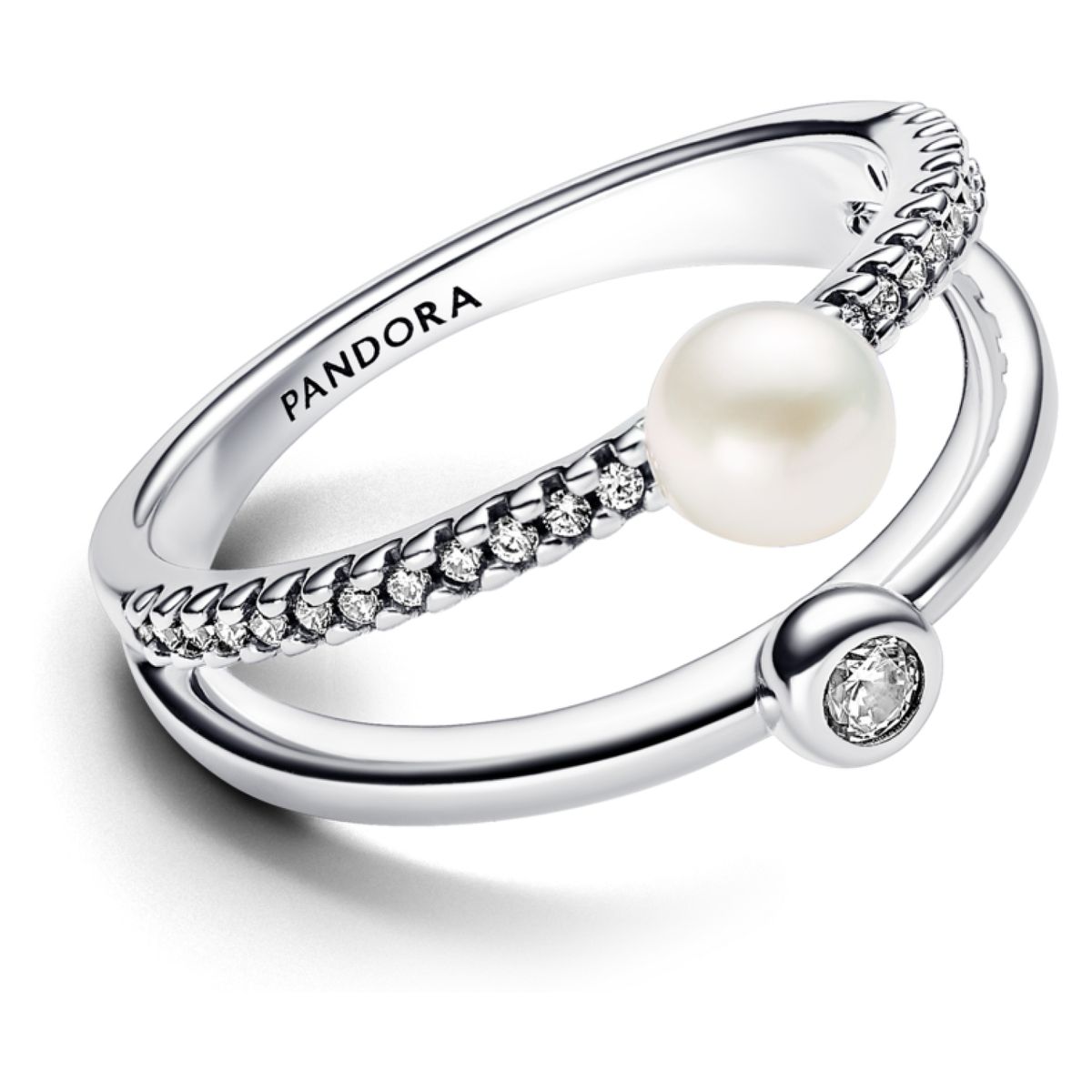 PANDORA - Anillo Doble Banda Perla Cultivada Mujer Pandora
