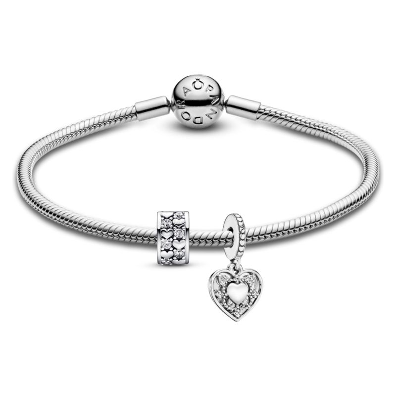 PANDORA - Brazalete Gift Set Clip Y Charm Esposa  Mujer Pandora