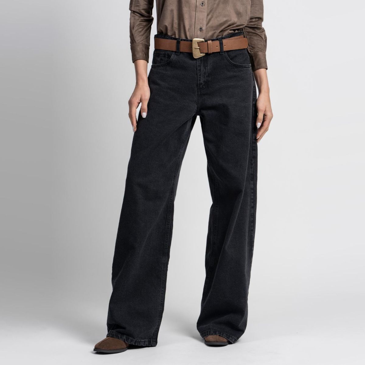 LOLITA LPK - Jeans Wide Leg Tiro Alto Josefa Negro Mujer Lolita LPK