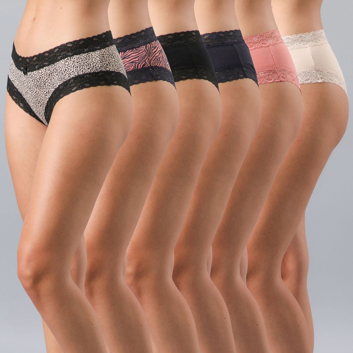 FLORES - Pack de 6 Calzones Pantaleta Mujer con Estampado y Encaje Mujer Flores