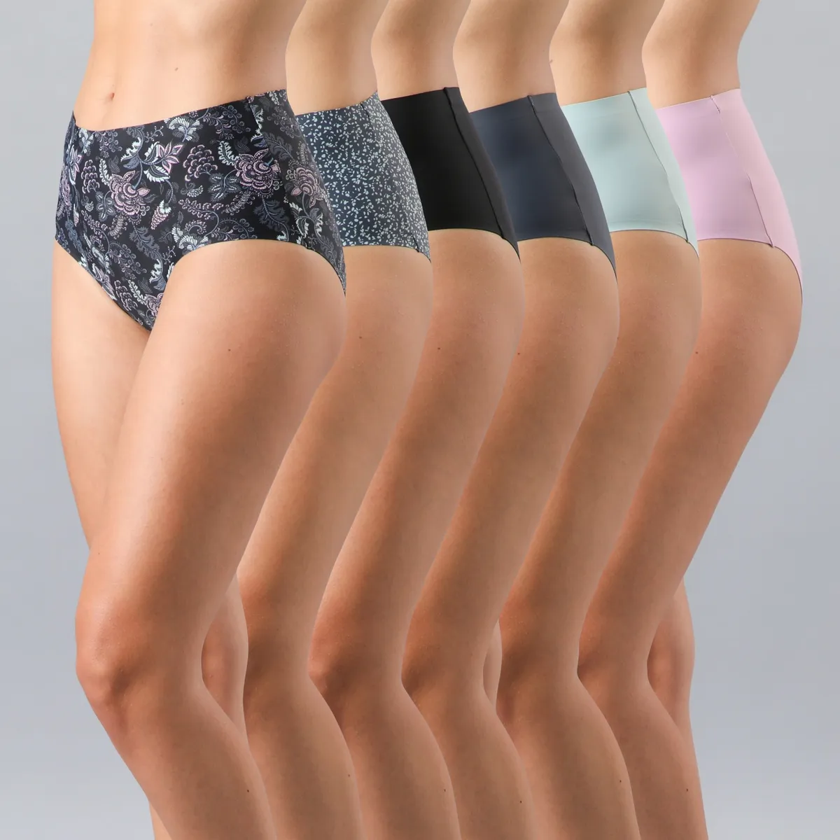 FLORES - Pack de 6 Calzon Maxi Bonded Microfibra Mujer Flores