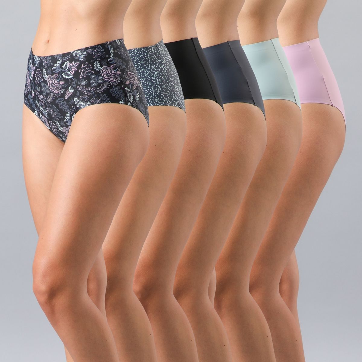 FLORES - Pack de 6 Calzon Maxi Bonded Microfibra Mujer Flores