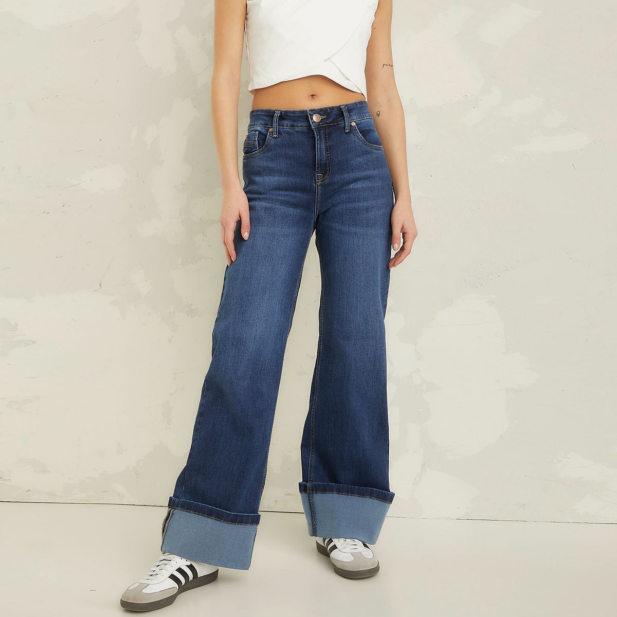AMERICANINO - Jeans Wide Leg Tiro Medio Mujer Americanino
