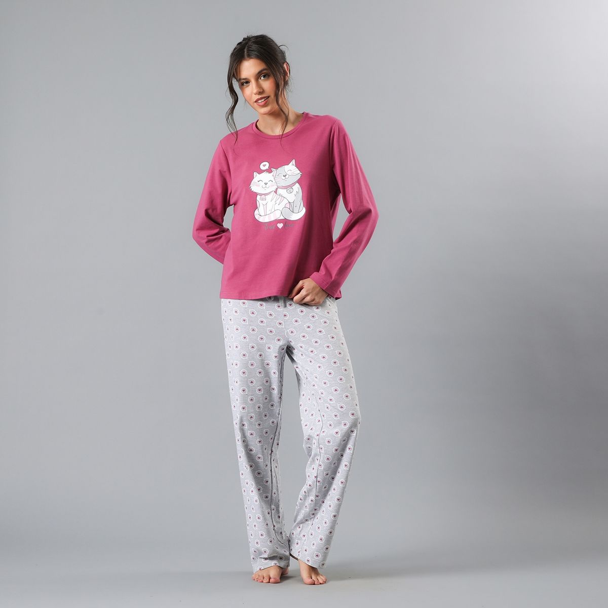 FLORES - Pijama Manga Larga Mujer Flores