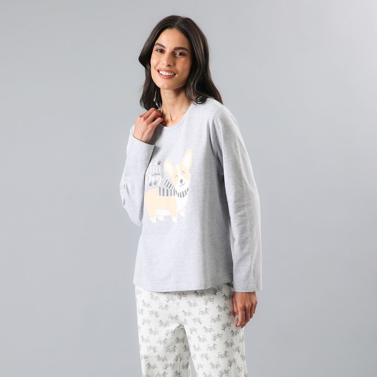 FLORES - Pijama Manga Larga Mujer Flores
