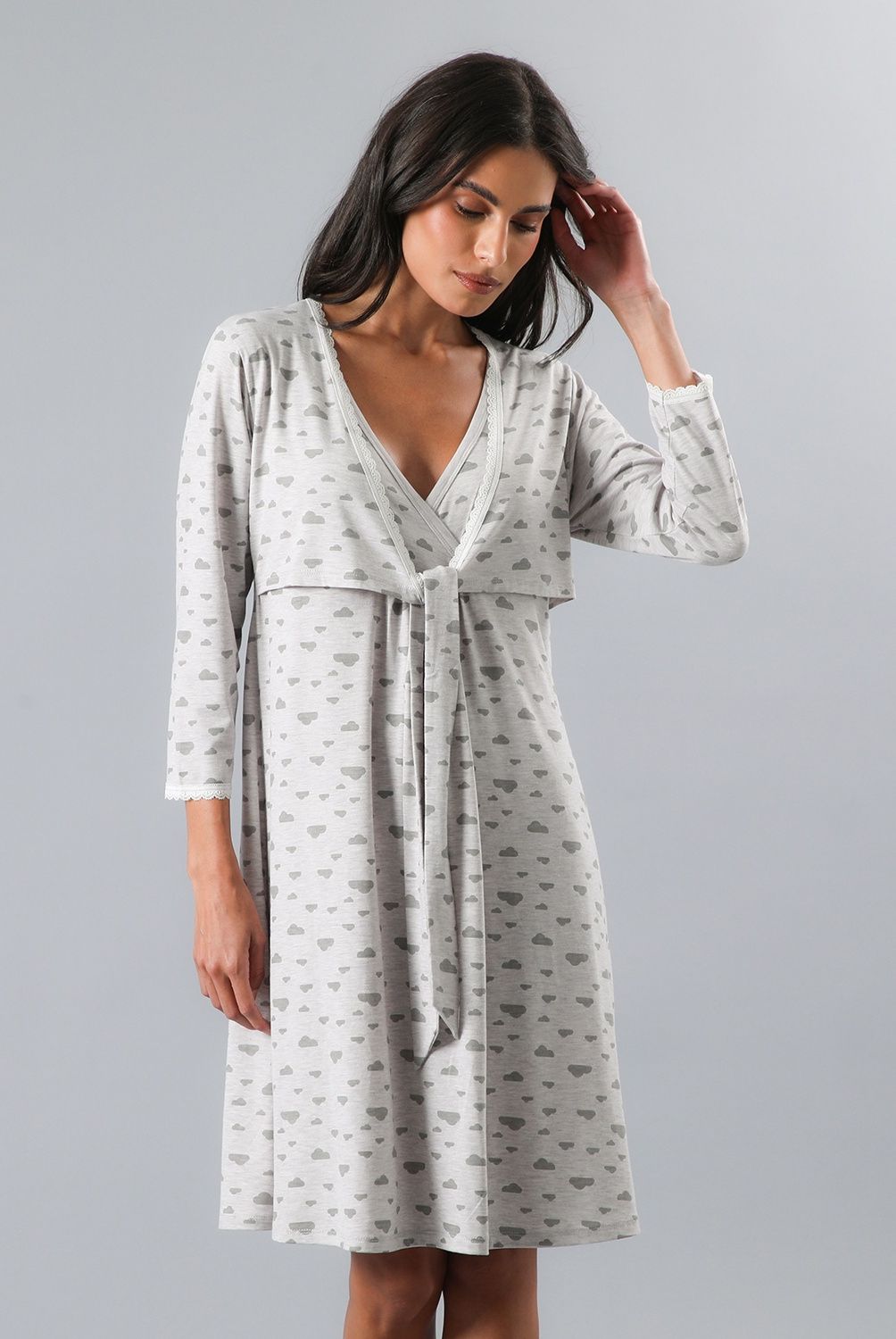 FLORES - Camisa de Dormir Maternal Manga Larga Mujer Flores