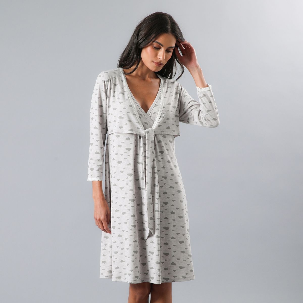 FLORES - Camisa de Dormir Maternal Manga Larga Mujer Flores