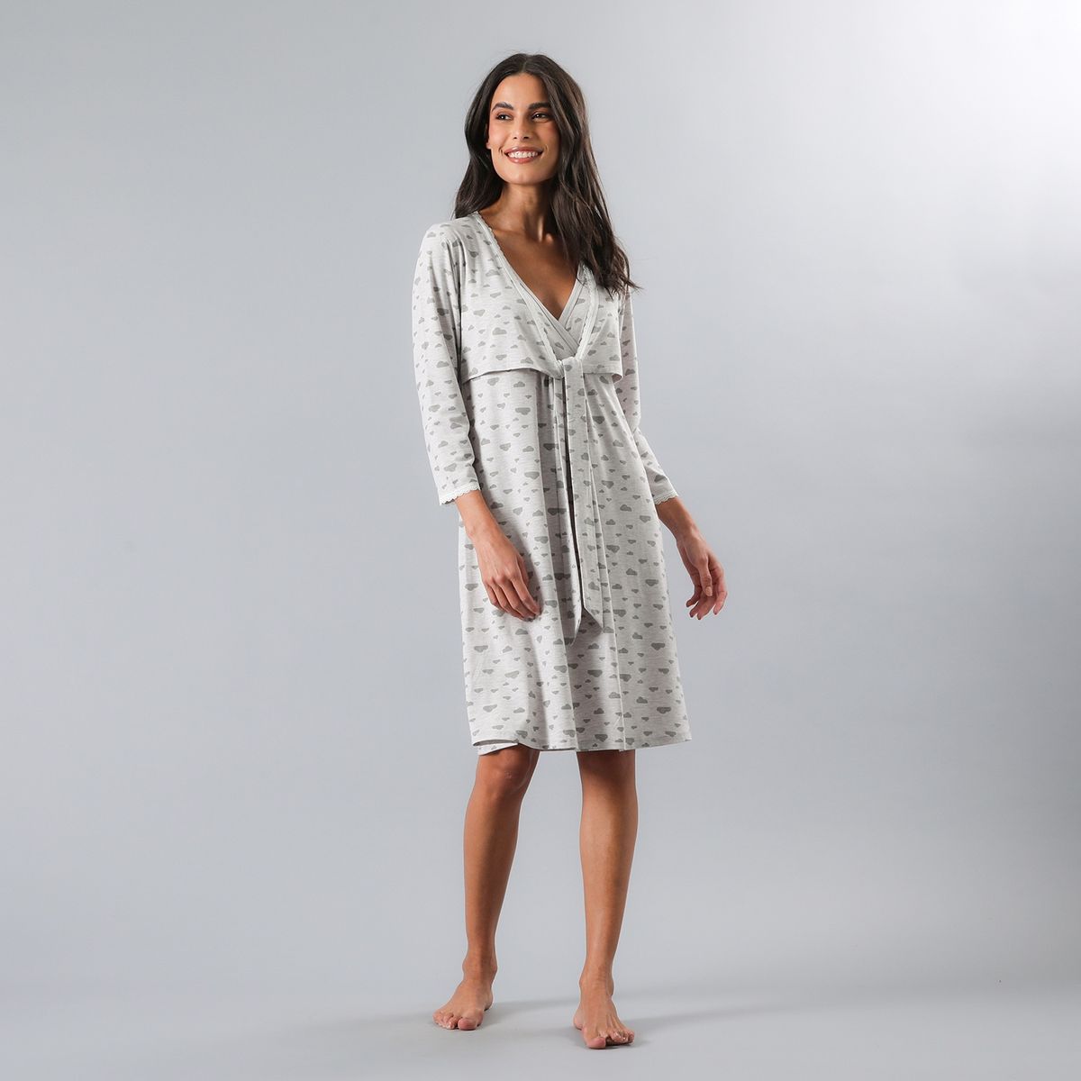 FLORES - Camisa de Dormir Maternal Manga Larga Mujer Flores