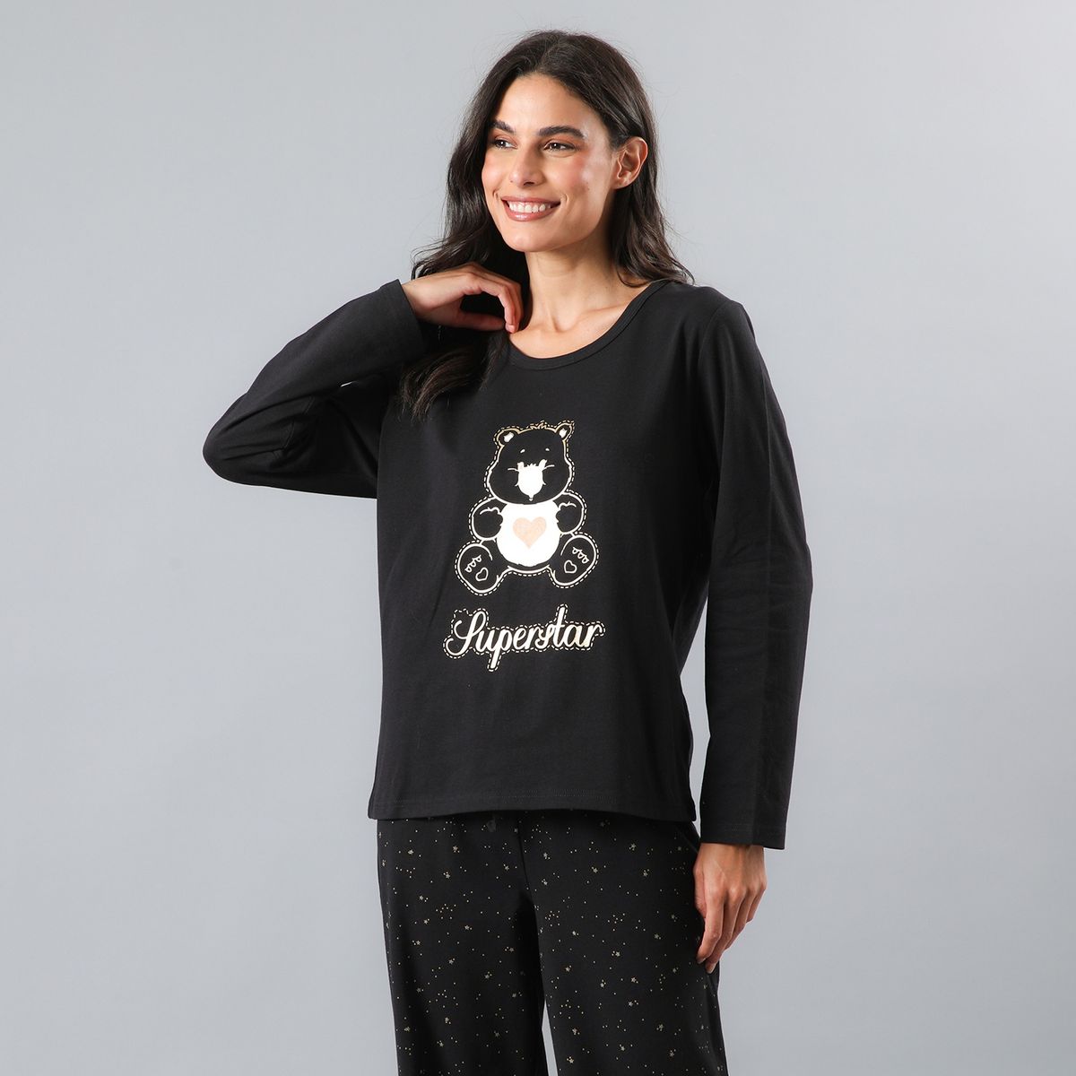 FLORES - Pijama Manga Larga Cuello Redondo Mujer Flores