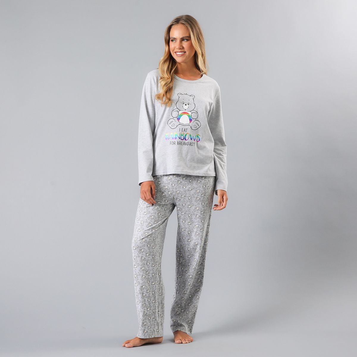 FLORES - Pijama Manga Larga Cuello Redondo Mujer Flores