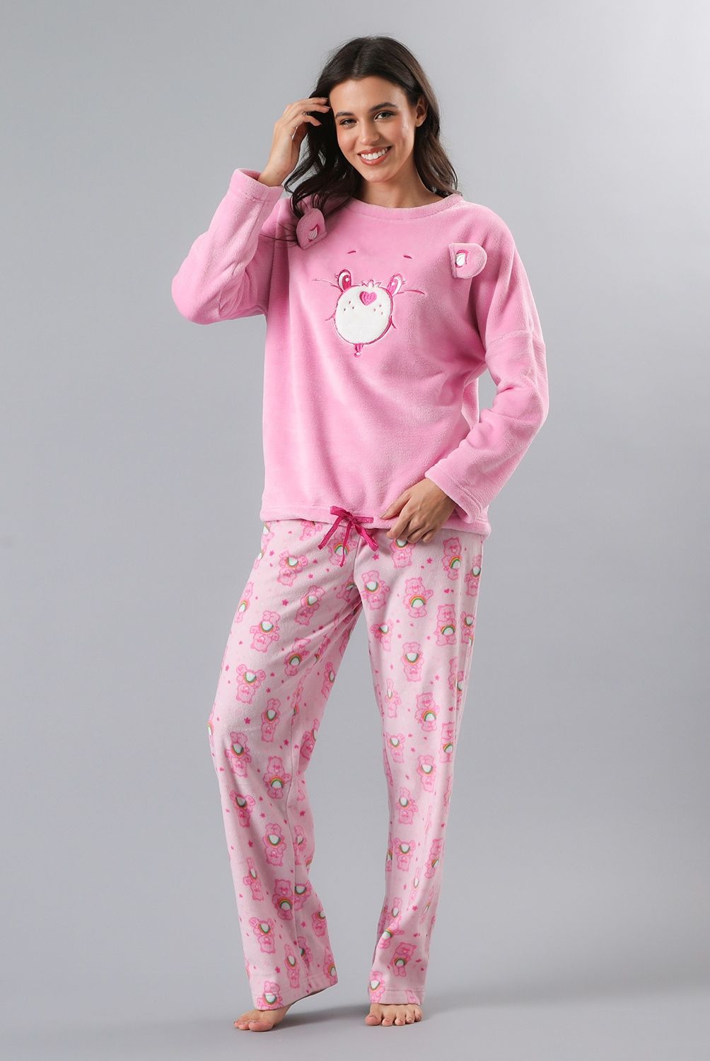 FLORES - Pijama Manga Larga Coral/Microfleece Ajustable Mujer Flores