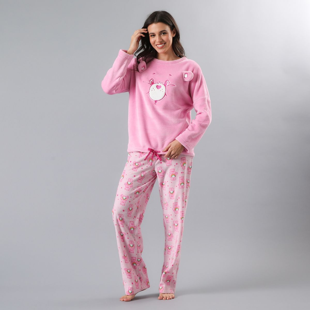FLORES - Pijama Manga Larga Coral/Microfleece Ajustable Mujer Flores