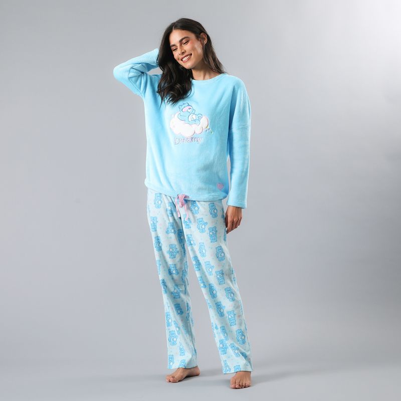 FLORES - Pijama Manga Larga Coral/Microfleece Ajustable Mujer Flores