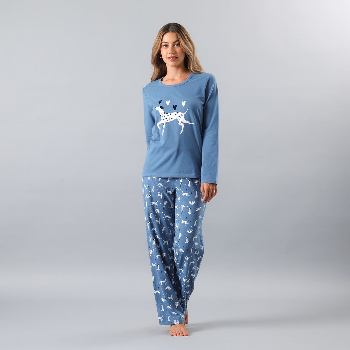 FLORES - Pijama Cuello Redondo Manga Larga Mujer Flores