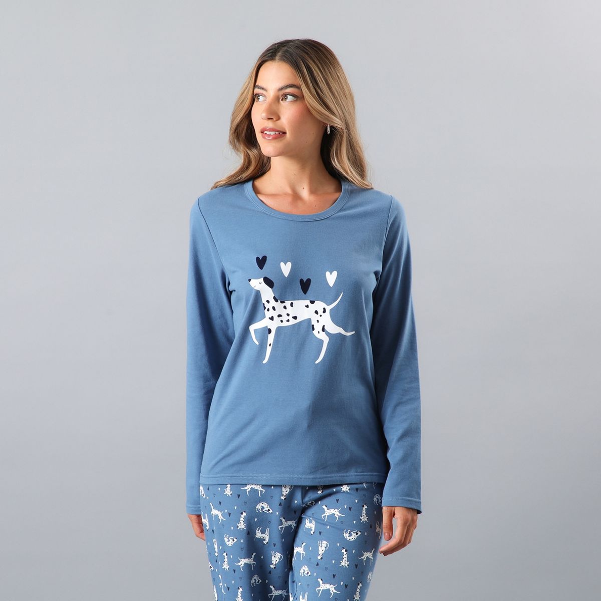 FLORES - Pijama Cuello Redondo Manga Larga Mujer Flores