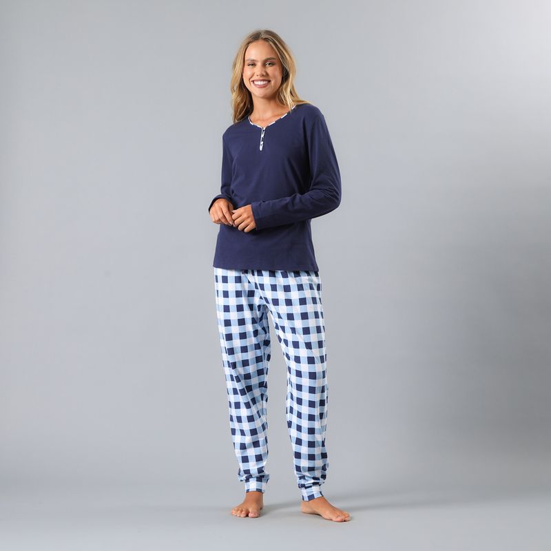 FLORES - Pijama Manga Larga Abotonado Con Print Mujer Flores