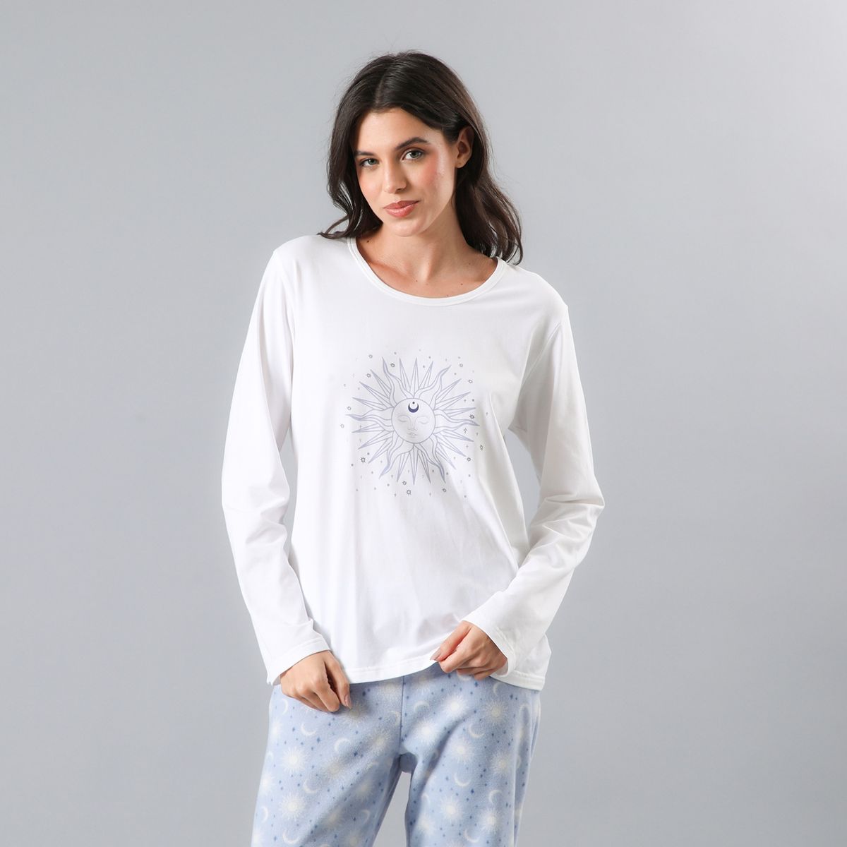 FLORES - Pijama Manga Larga Micropolar Mujer Flores