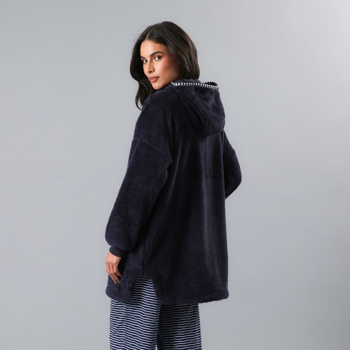 FLORES - Poleron Pijama Manga Larga Con Gorro Coralfleece Mujer Flores