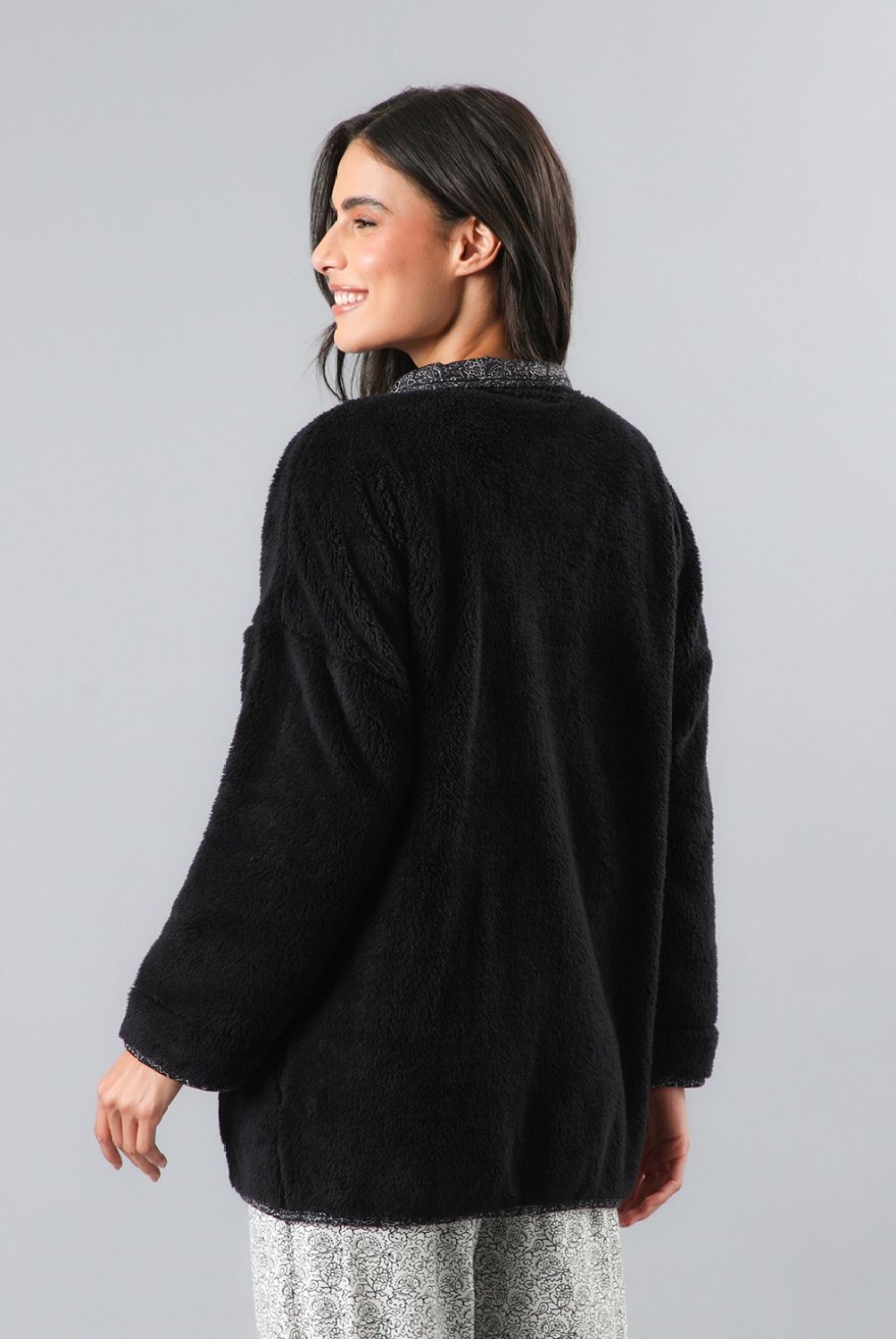 FLORES - Polerón Pijama Manga Larga Con Cuello Alto Coralfleece Mujer Flores