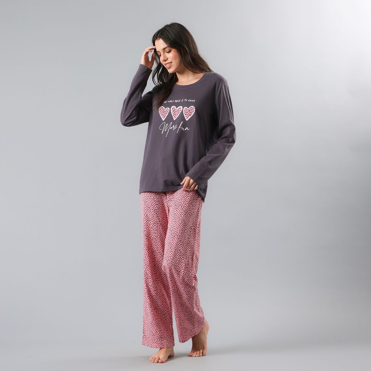 FLORES - Pijama Top Manga Larga + Pantalon Mujer Flores