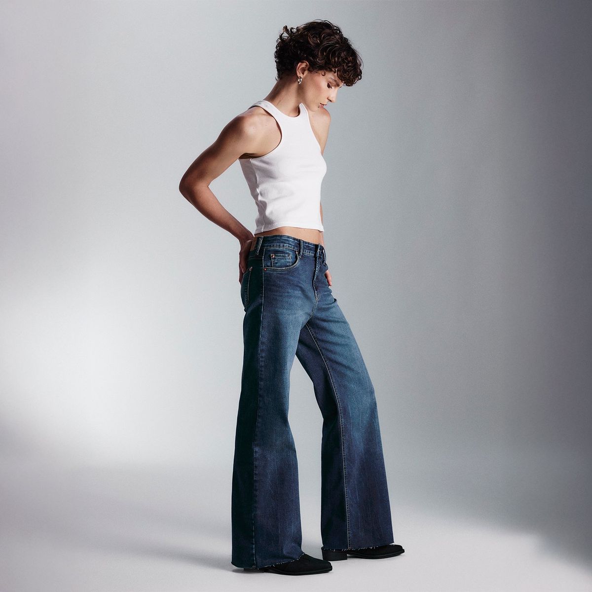 AMERICANINO - Jeans Americanino Wide Leg Tiro Alto Mujer Algodón