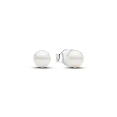 PANDORA - Aretes De Botón Perla Cultivada De Agua Dulce De 4.5Mm Mujer