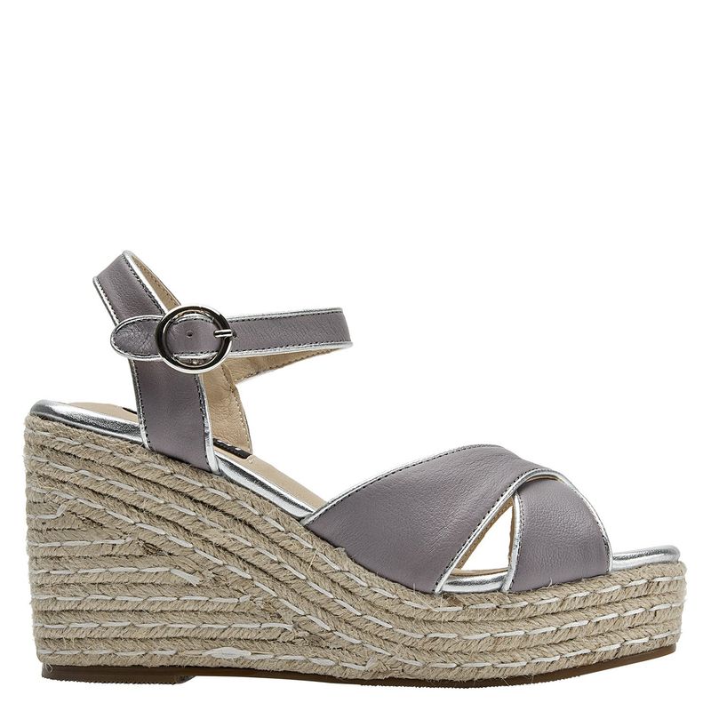 POLLINI - Sandalia Mujer Cuero Gris Pollini